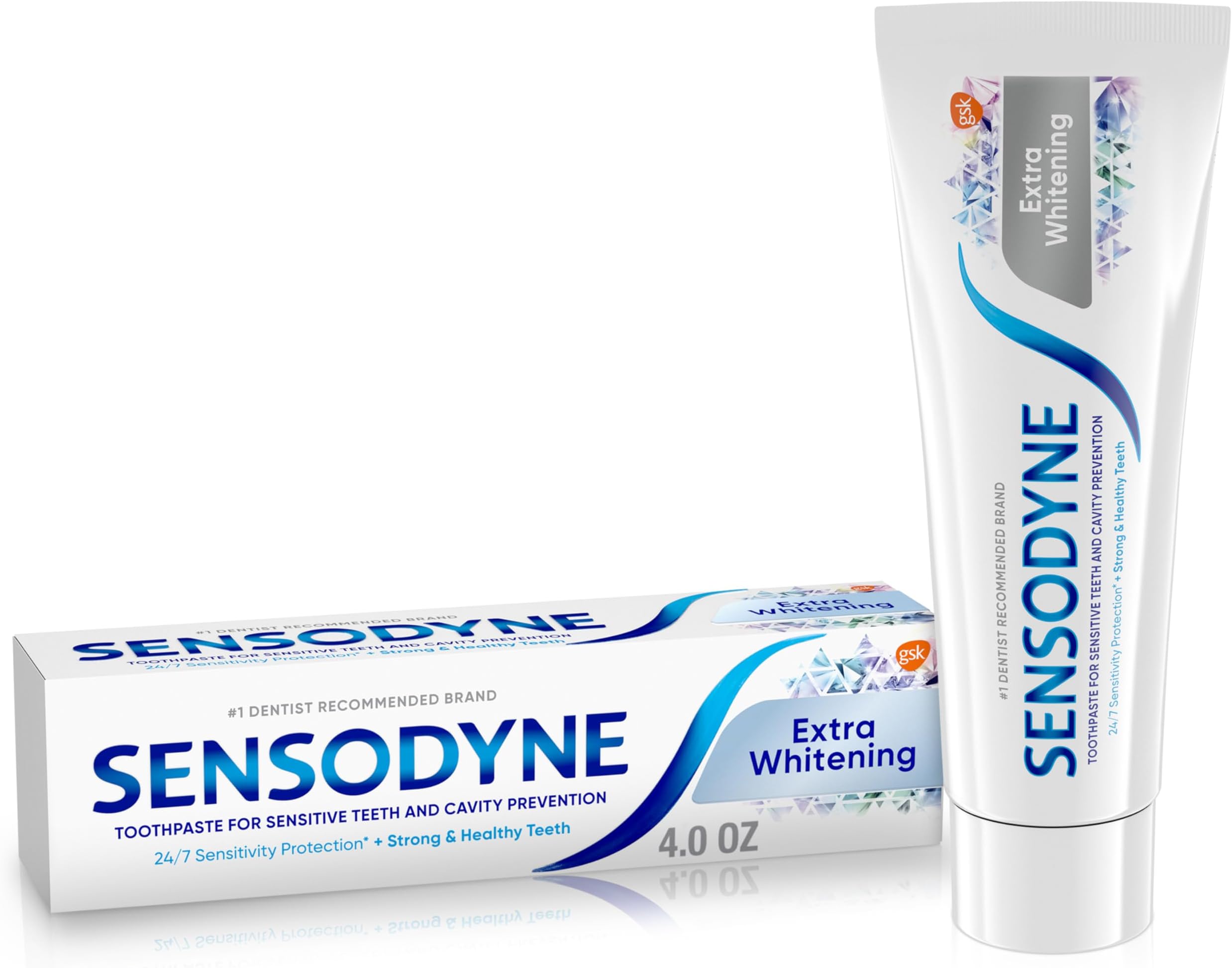 Sensodyne Extra Whitening Toothpaste for Sensitive Teeth, Cavity Prevention and Sensitive Teeth Whitening - 4 Ounces