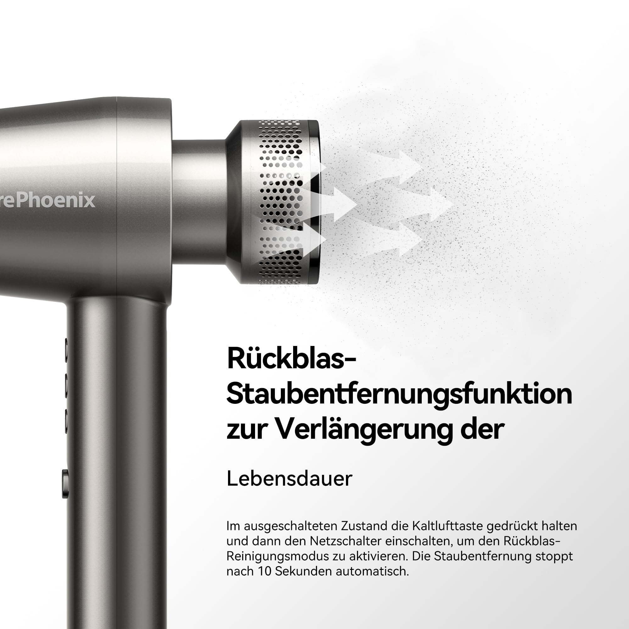 FirePhoenix M2 Profi-Haartrockner, 110.000 U/min, Ionen, 3 Stufen, leise | 110.000 U/min Schnell-Trocknung. Ionen Technologie. 3 Temp.-/Geschwindigkeitsstufen. Diffusor + 2 Magnetdüsen. Leise.