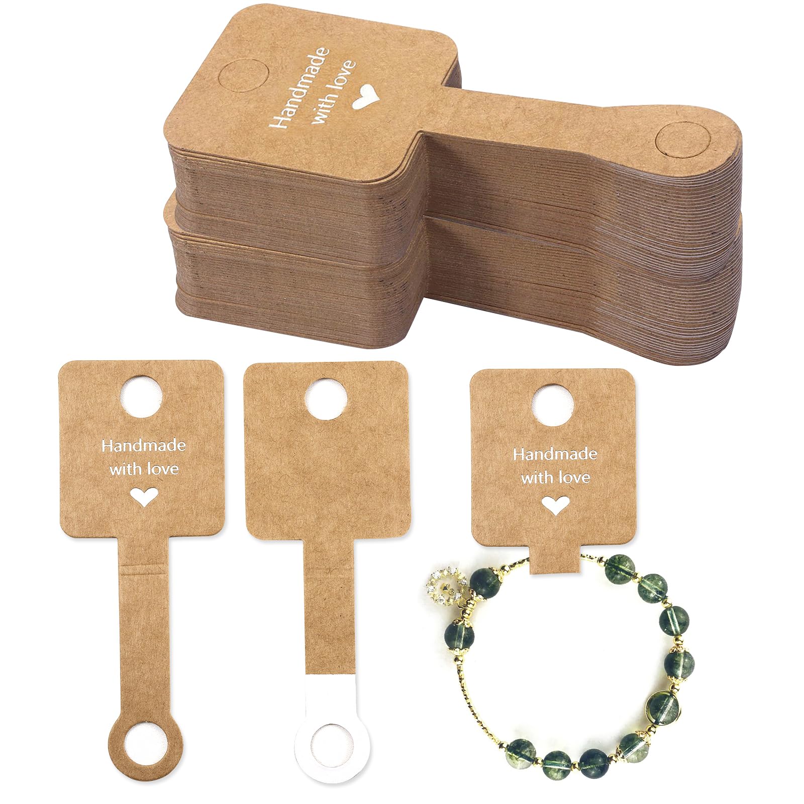 ReaJoys Bracelet Display Cards, 100pcs Necklace Jewellery Display Cards Handmade Bracelet Packaging Card for Keychain Earring Displaying