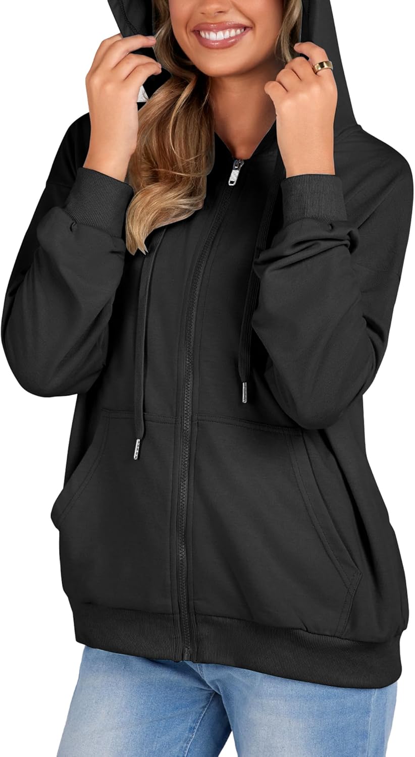 Zeagoo Women's Lightweight Hoodies Full Zip Up Oversized Sweatshirts with Pockets Long Sleeve Thin Casual Hooded Jackets - Image 5