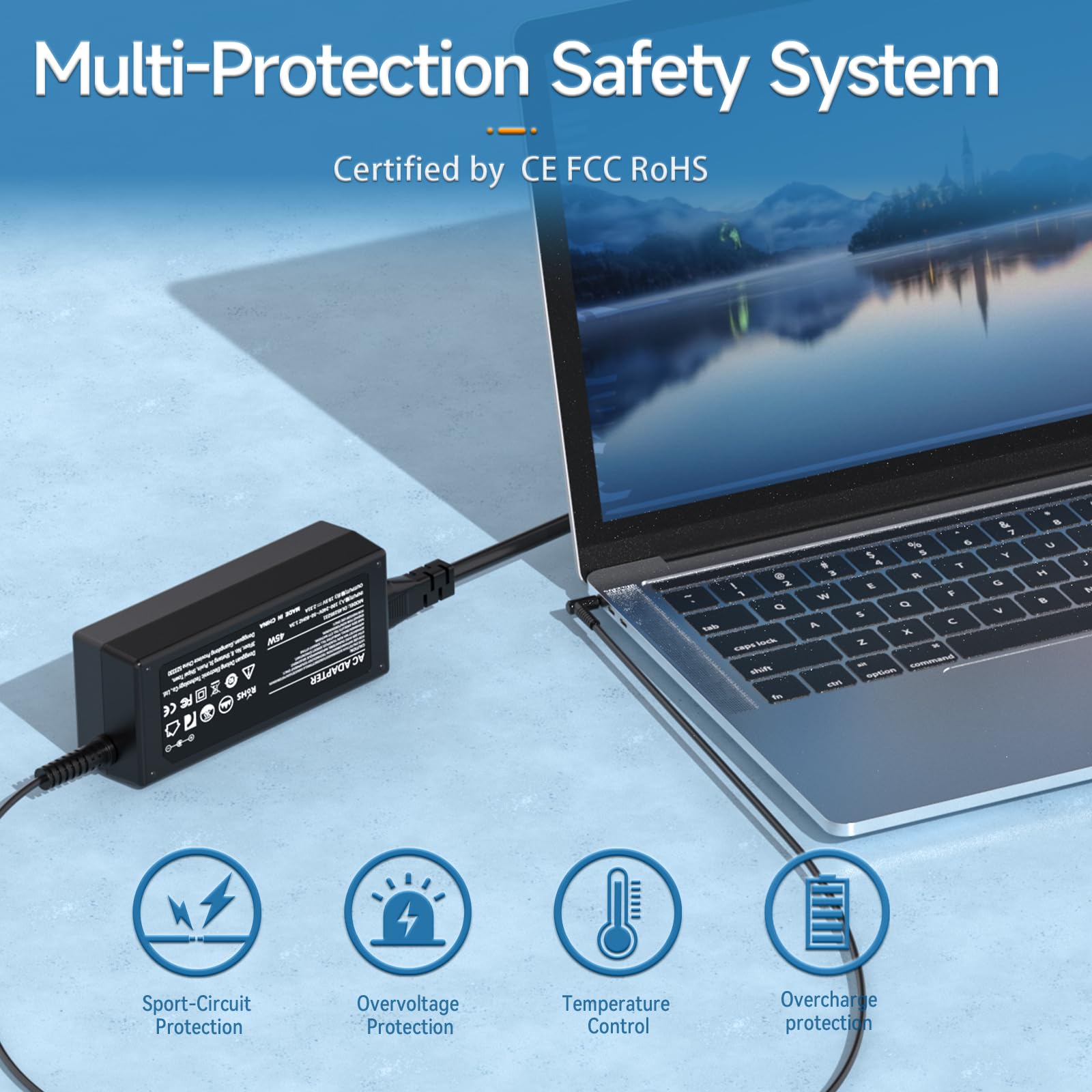 65W Laptop Charger for Acer Chromebook N15Q8 N15Q9 N16P1 11 R11 13 14 15, Chromebook CB3 CB5 C738T C740 C720 C720P Power Adapter; Aspire 3 5 S5 S7 P3, Spin 1 3 5 Power Cord