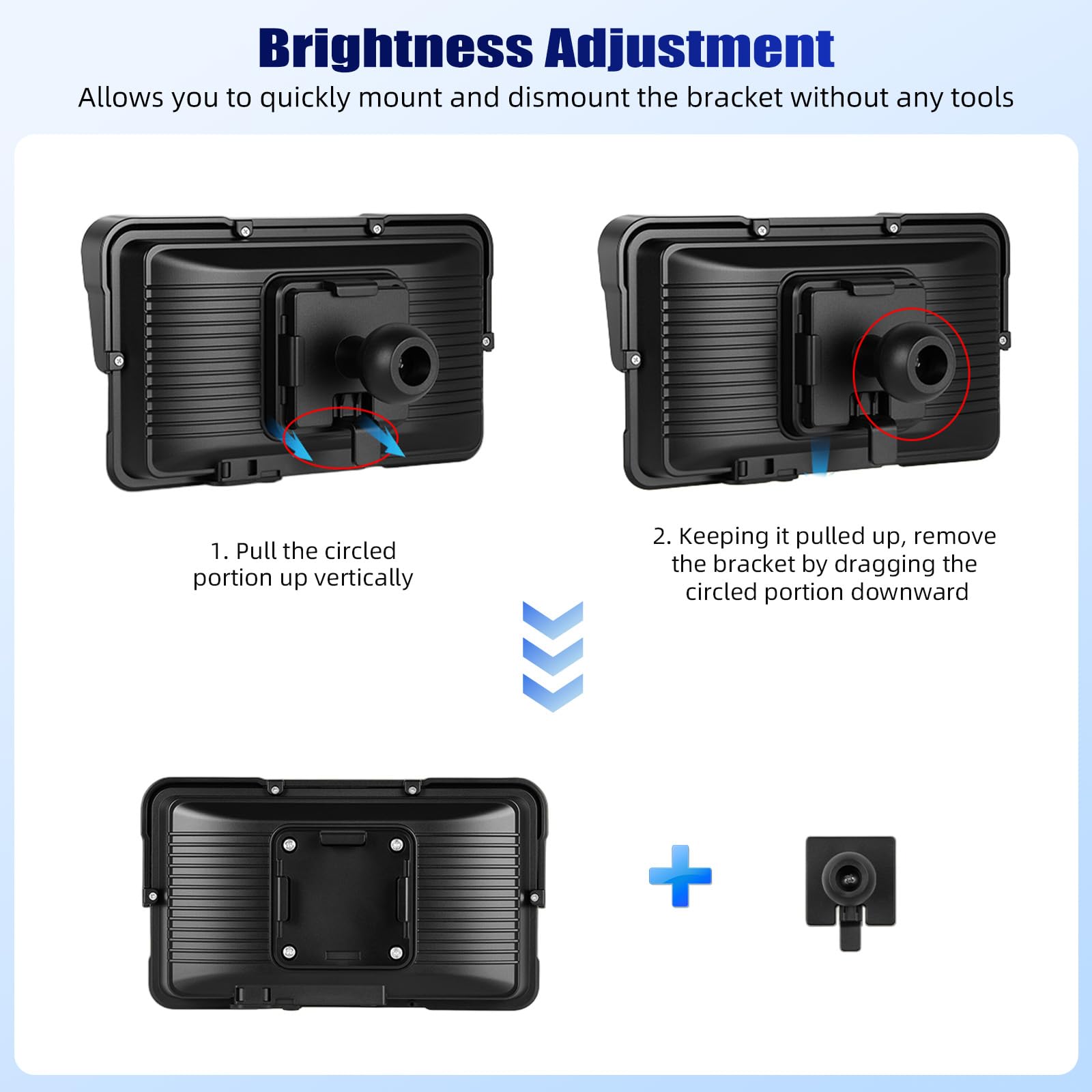 OiLiehu Motorrad GPS Wireless Portable CarPlay und Android Auto, 5 Zoll wasserdichtes Motorrad-Display mit Helligkeitseinstellung, Reifendruckerkennung, abnehmbarer Ständer, Plug and Play