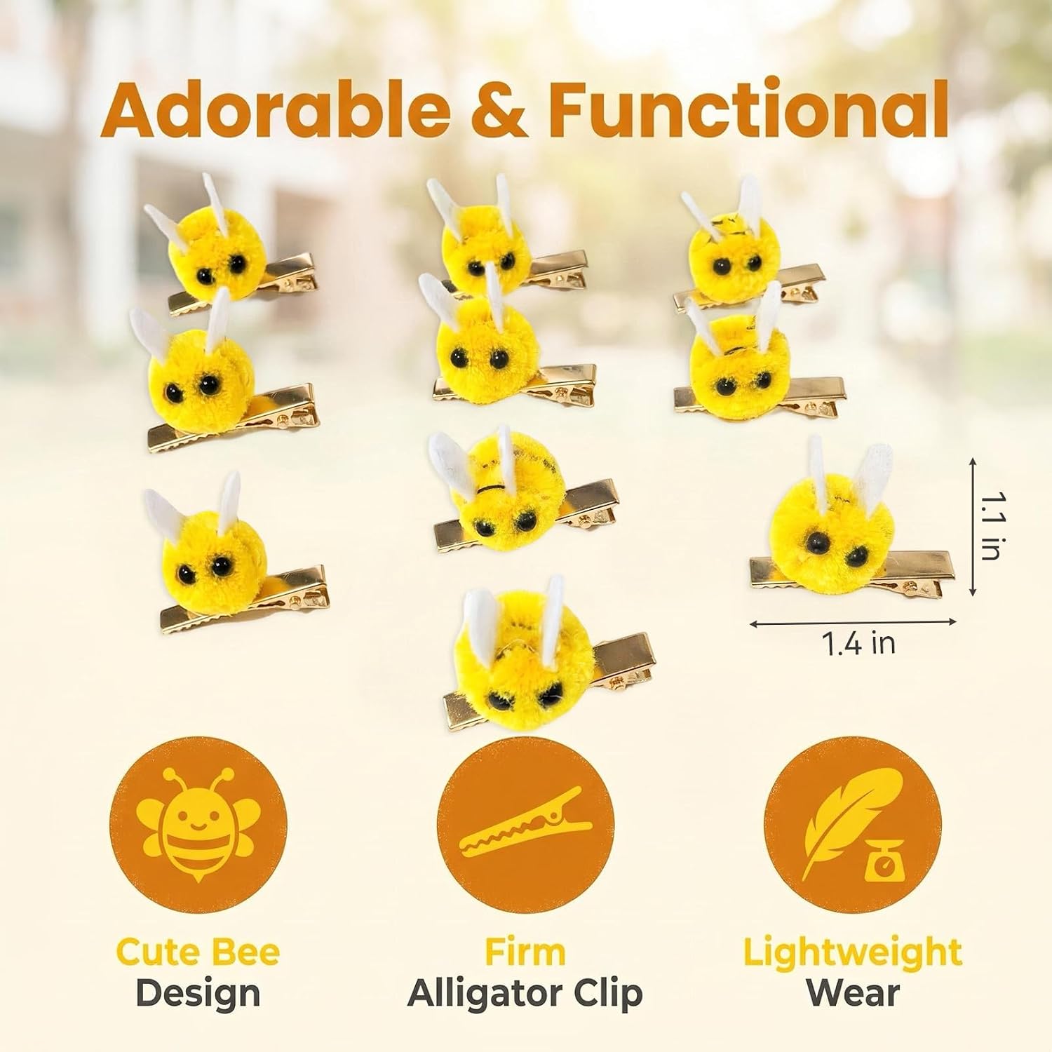 10 Pcs Cute Bee Hair Clips for Women Girls Students image 3