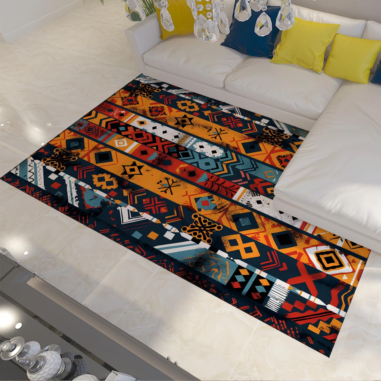 Aztec Print Teppich 80x150 Waschbare Teppiche für das Wohnzimmer