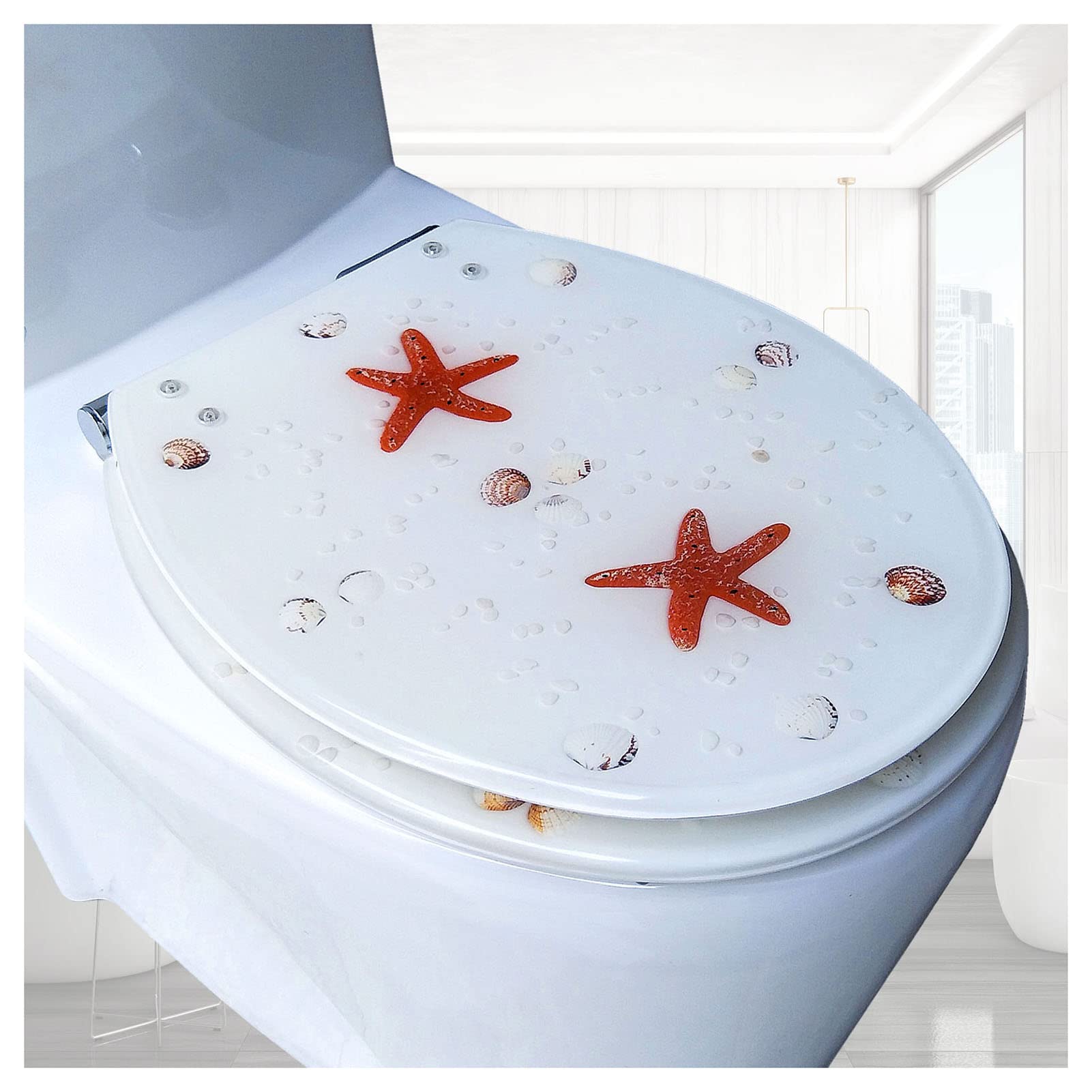 Soft Close, Toilet seat, Close Close Quietly, Robust Plastic Bowl, Non-Slip Bumpers, Easy Install for Elongated Round Open Front Toilets, Adjustable, Lightweight, Slow, Cover, Durable