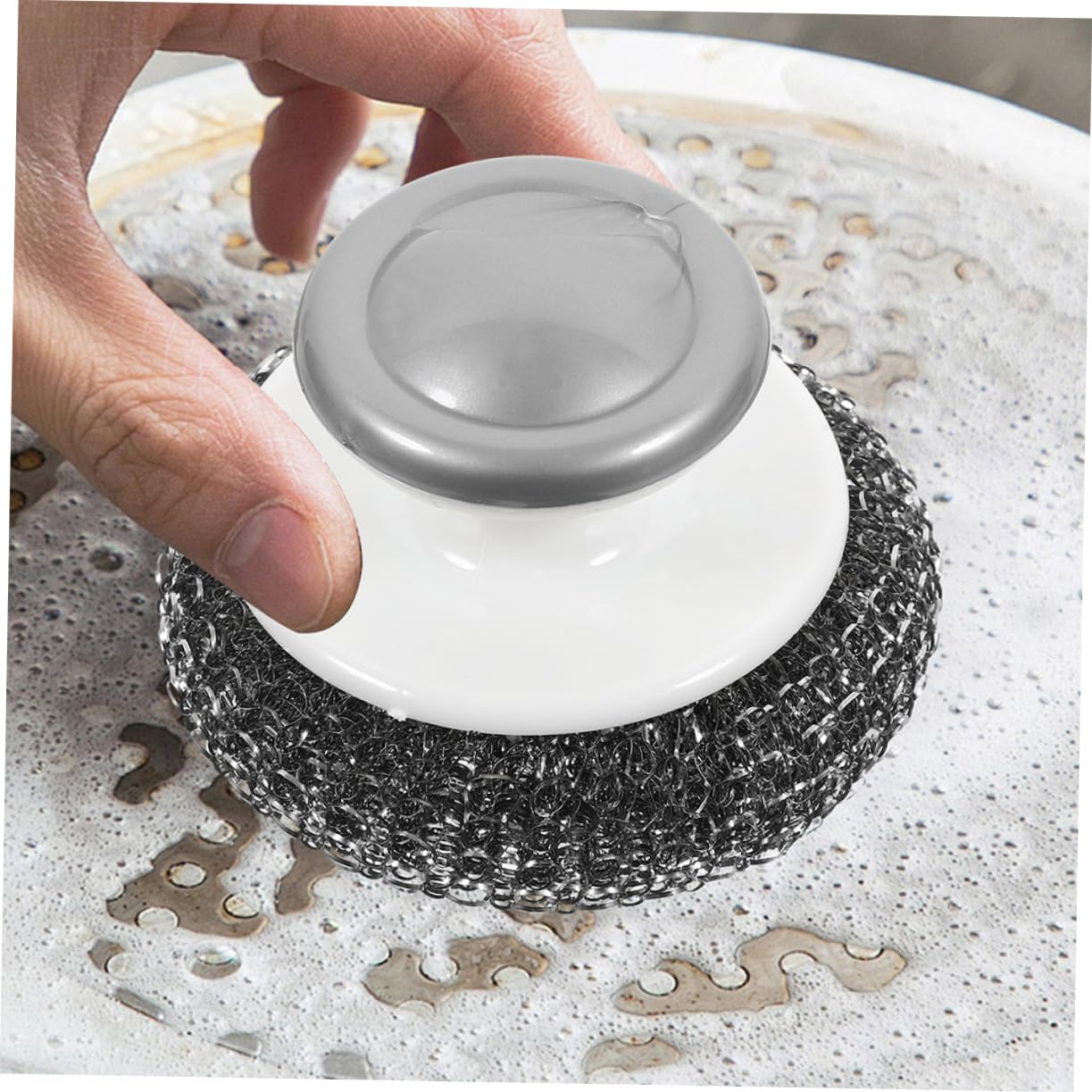 MOLUCKFU 3pcs Wire Scrubber Dish Cleaning Brush Handle Lightweight Pot Cleaning for Kitchen Scrubbing Easy to Use and Store for Dish Washing and Cookware Care