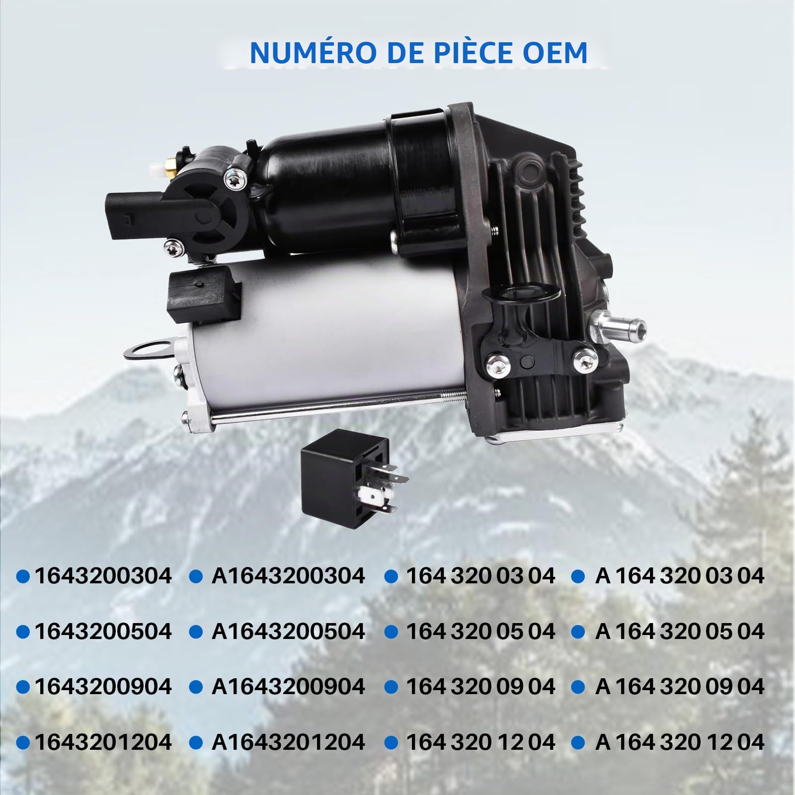 Compresseur à suspension pneumatique 4 roues motrices compatible avec classe GL X164 GL320 GL350 GL500 Classe M W164 ML300 ML320 ML450 ML500 Remplace 1643200304 A1643200304