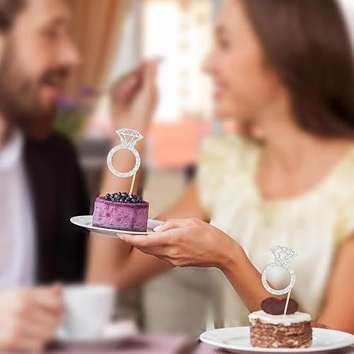 Miniatura 6 de Gyufise 36 piezas de anillos de diamantes para cupcakes con purpurina para despedida de soltera, anillos de boda, cupcake para matrimonio, boda,