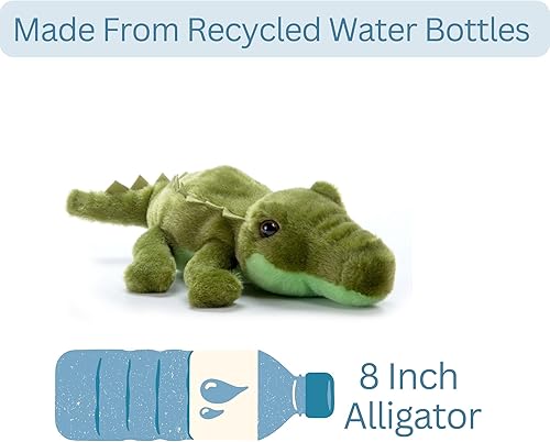 Miniatura 7 de The Petting Zoo Peluche de cocodrilo, regalos para niños, animales de vida silvestre Scoopz, juguete de peluche de cocodrilo verde, 8 pulgadas