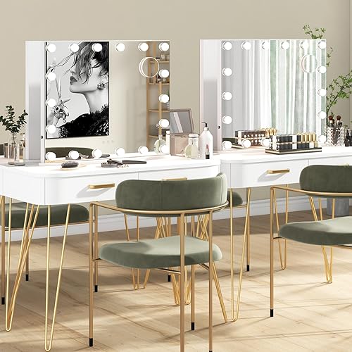 Miniatura 3 de Tangkula Espejo de tocador con luces espejo de maquillaje grande con 18 bombillas LED 3 modos de iluminación de color y 4 brillo ajustable espejo