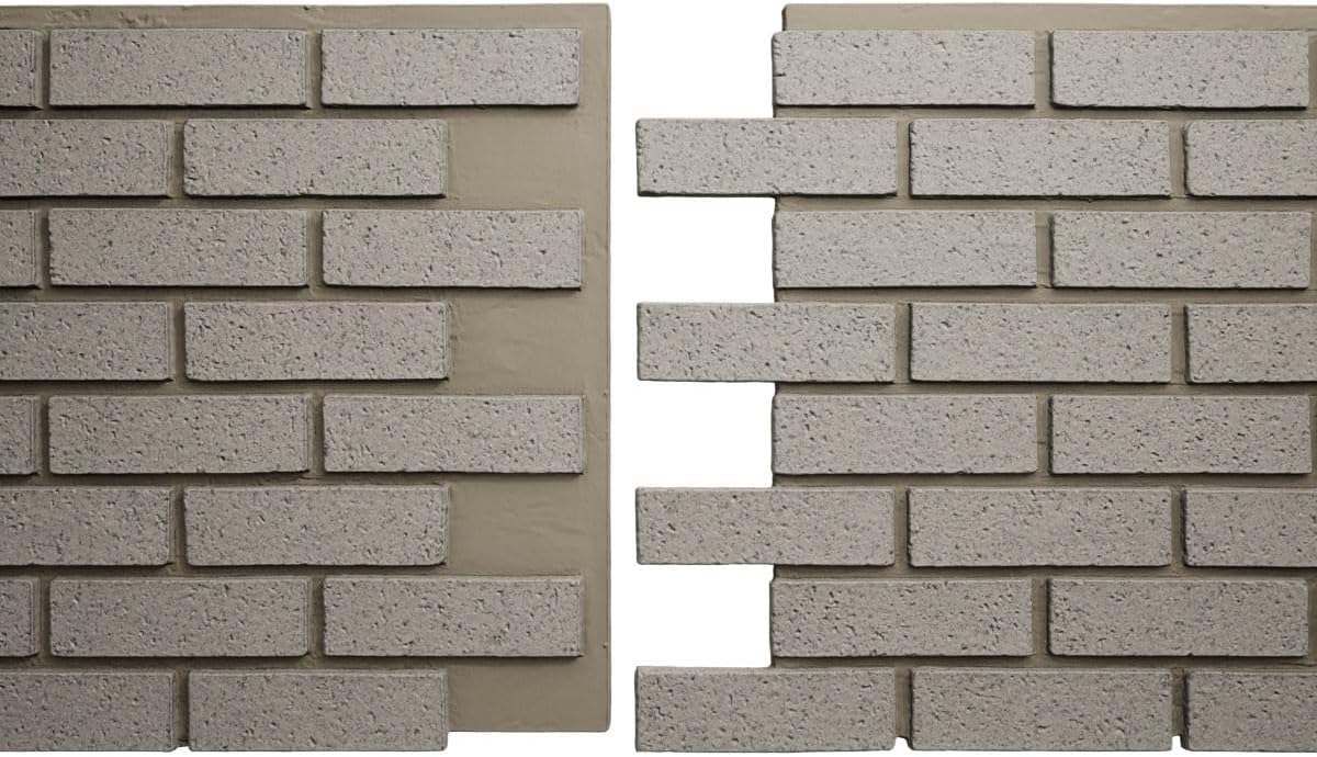 EverStone Traditional Faux Brick Panel, 44"W x 21 3/4"H x 3/4"D, Pewter Color
