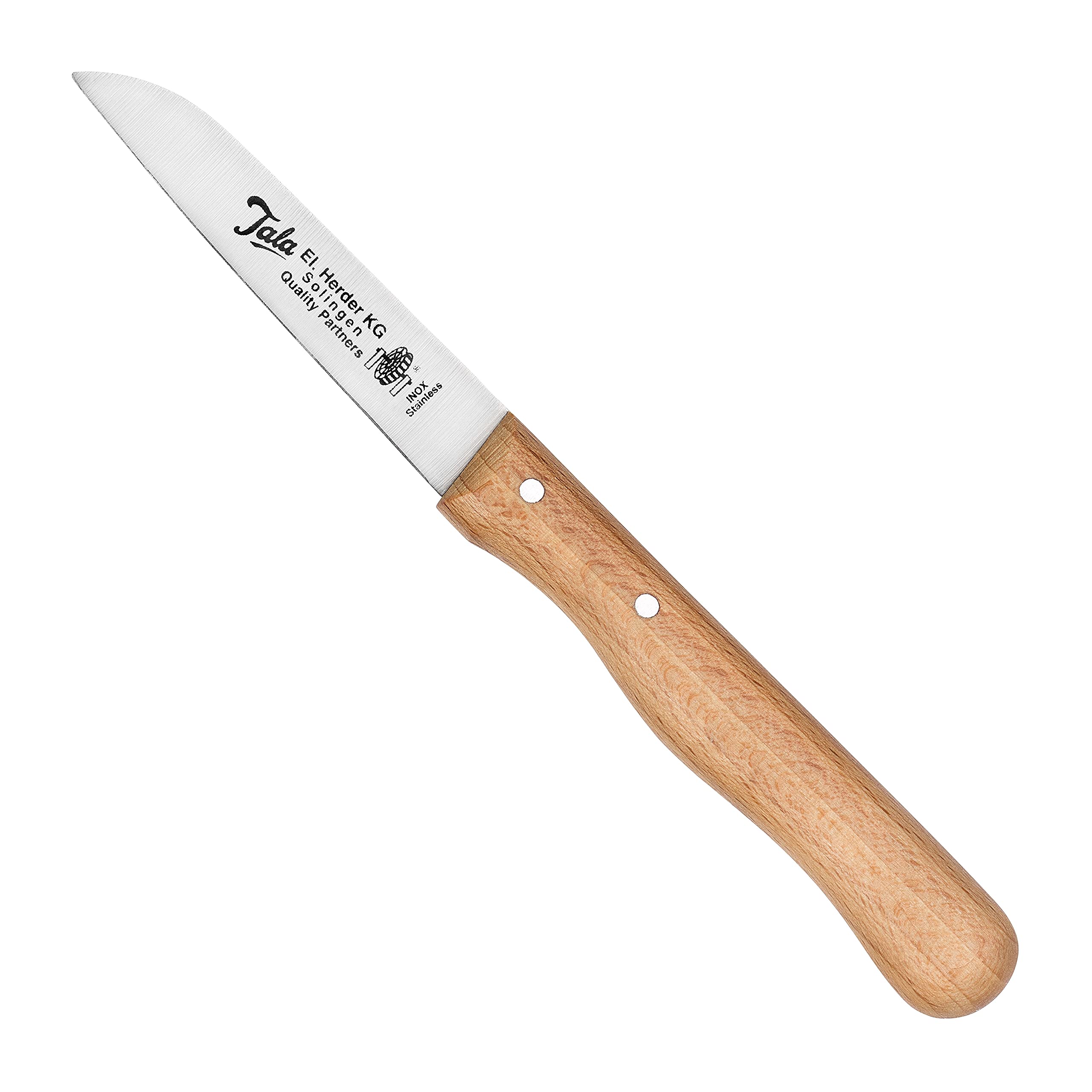 Tala 10A31393 Performance El Herder Kitchen Paring Knife for Peeling and Slicing Vegetables and Fruits, Solingen German Stainless Steel Blade, Natural Beech Wood Handle