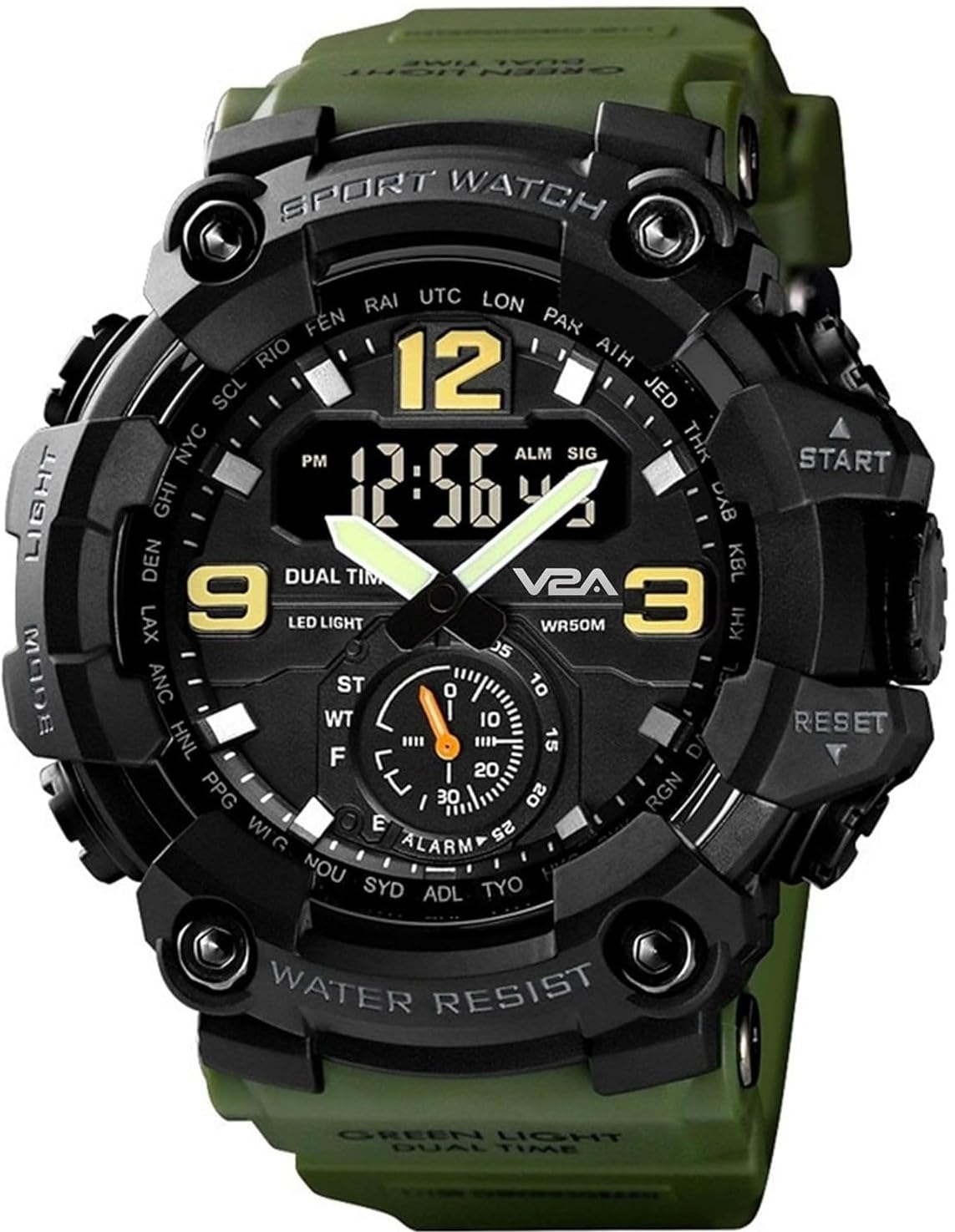 V2A Resin Fighter Analog Digital Sport Watches For Men And Boys (Green), Black Dial, Black Band (B091Z5MJH3) Amazon Price History, Amazon Price Tracker