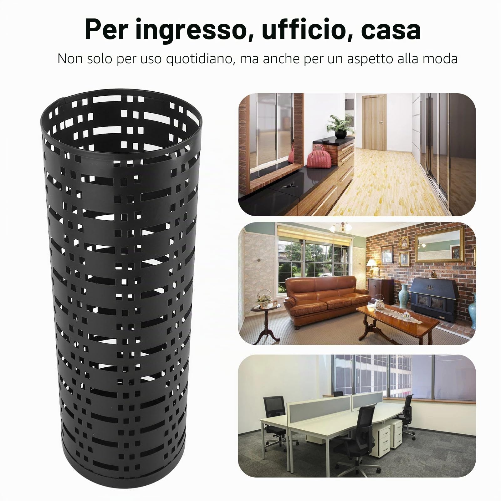 Portaombrelli Rotondo in Metallo per ingresso. Antiruggine, impermeabile. Design Cavo, salvaspazio. Può Contenere Ombrelli Piccoli e grandi. Utilizzare in Ingressi, Uffici