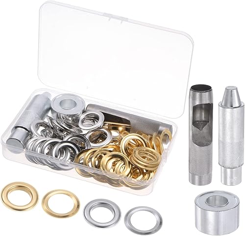 CoCud Grommet Tool Kit, 20mm 3/4" ID, Copper with 3 Setter Tools & Storage Box Metal Grommets Eyelets Kit 2 Colors - (Applications: for Belts Tents