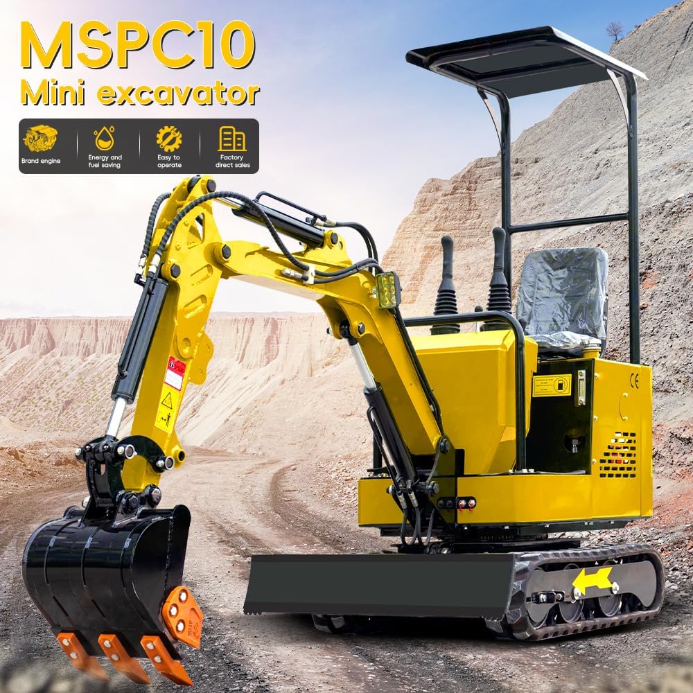 MMS PC10Y Mini Excavator with various attachments
