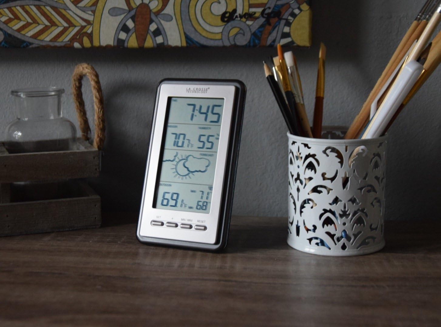 La Crosse Technology WS-9230U-IT-INT Digital Forecast Thermometer with Temp & Humidity