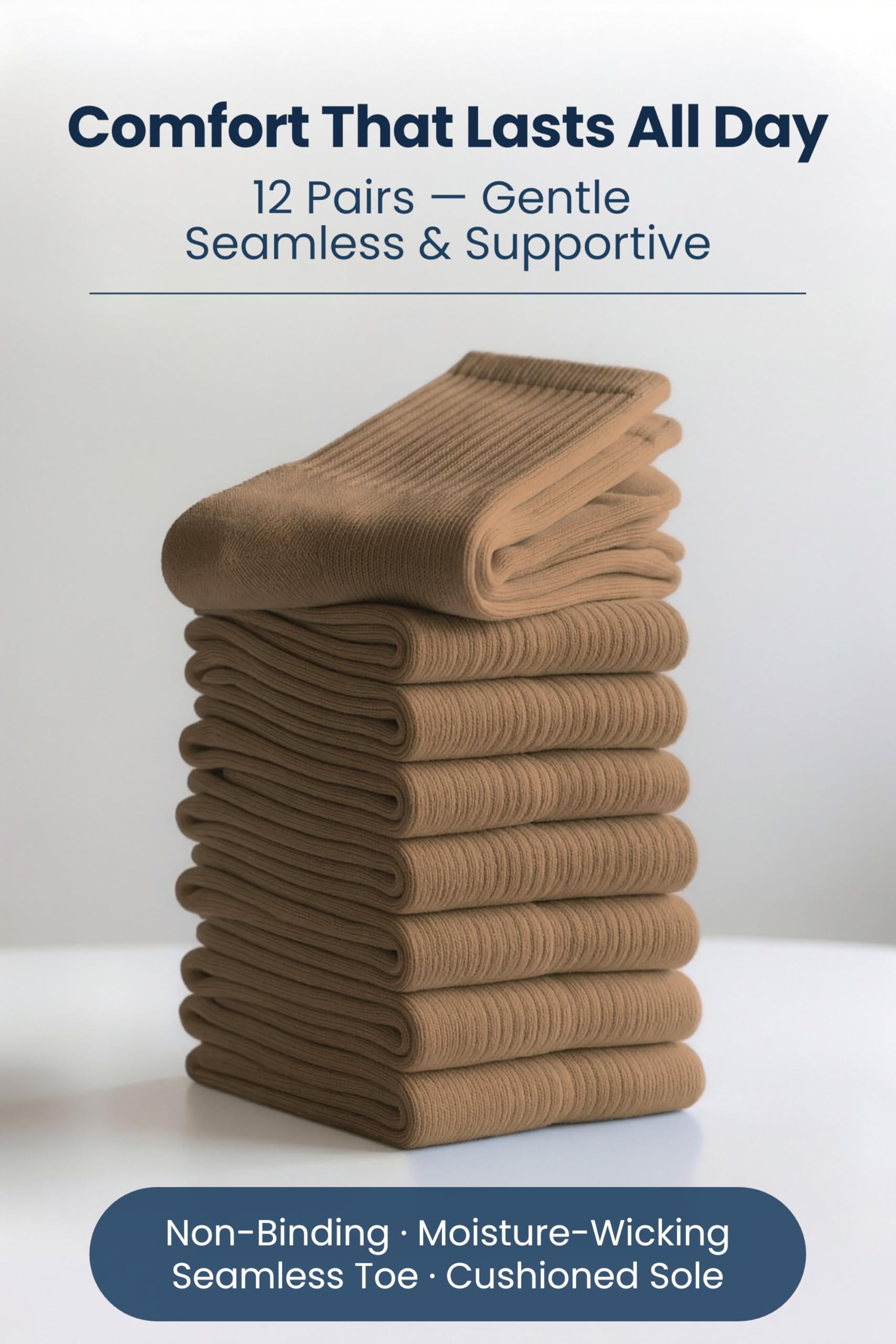 Special Essentials 12 pares de calcetines de algodón para diabéticos, sin ataduras, comodidad y apoyo para hombres y mujeres