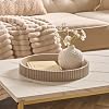 OHS Decorative Round Tray, Ribbed Coffee Table Tray Modern Bathroom Vanity Trays for Dresser Jewellery Toilet Tank Bedroom Kitchen Countertop Candle Holder Storage Organiser, Natural