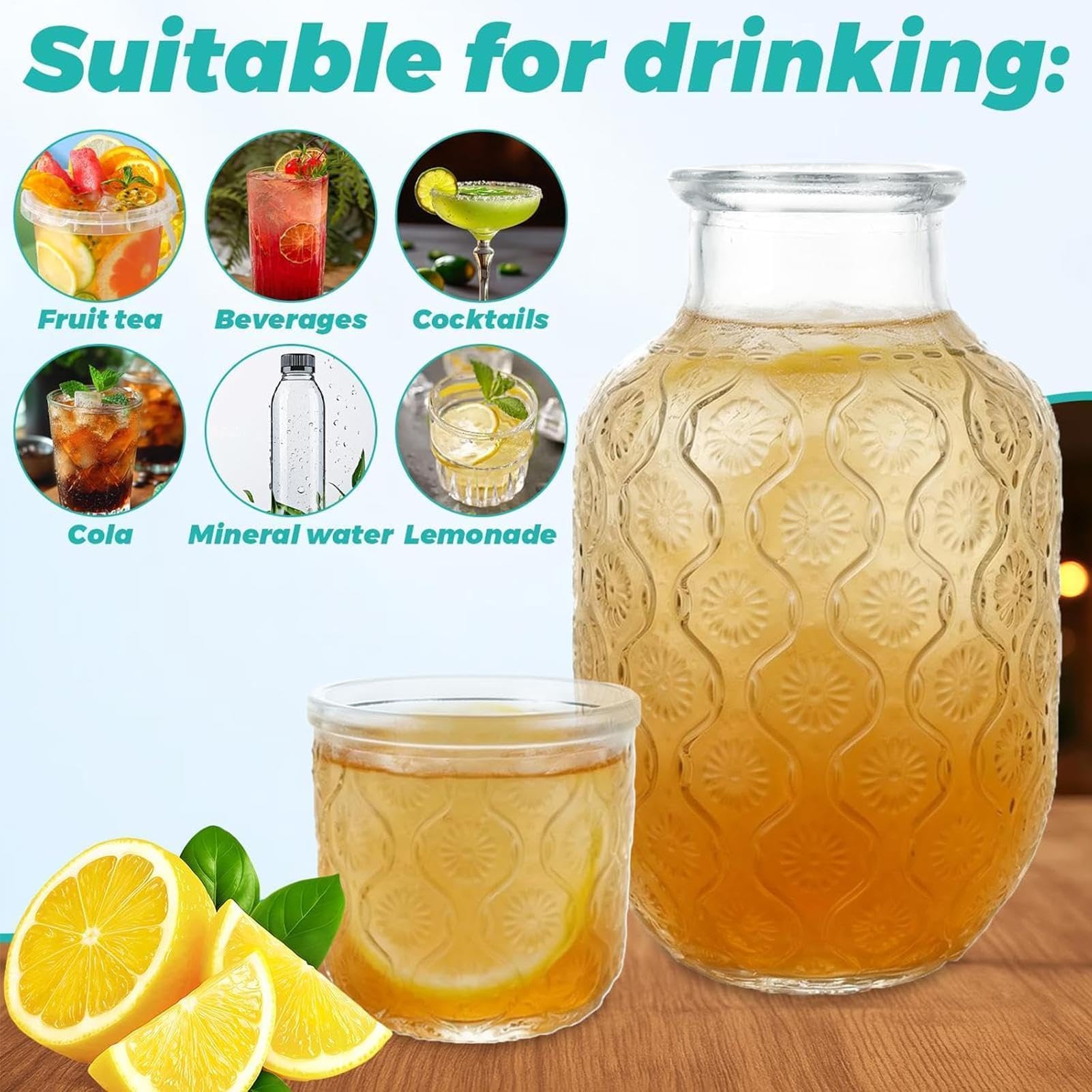 Jarra de noche – Dispensador de enjuague bucal transparente | Jarra de agua para mesita de noche, para líquidos, mesa de vino, baño, hogar, cocina, comedor, fiesta
