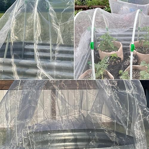 Miniatura 7 de Aros de invernadero para jardín para cama elevada, 6 aros de túnel de cultivo, marco de soporte de fibra de vidrio de 7 pies de largo, estacas de