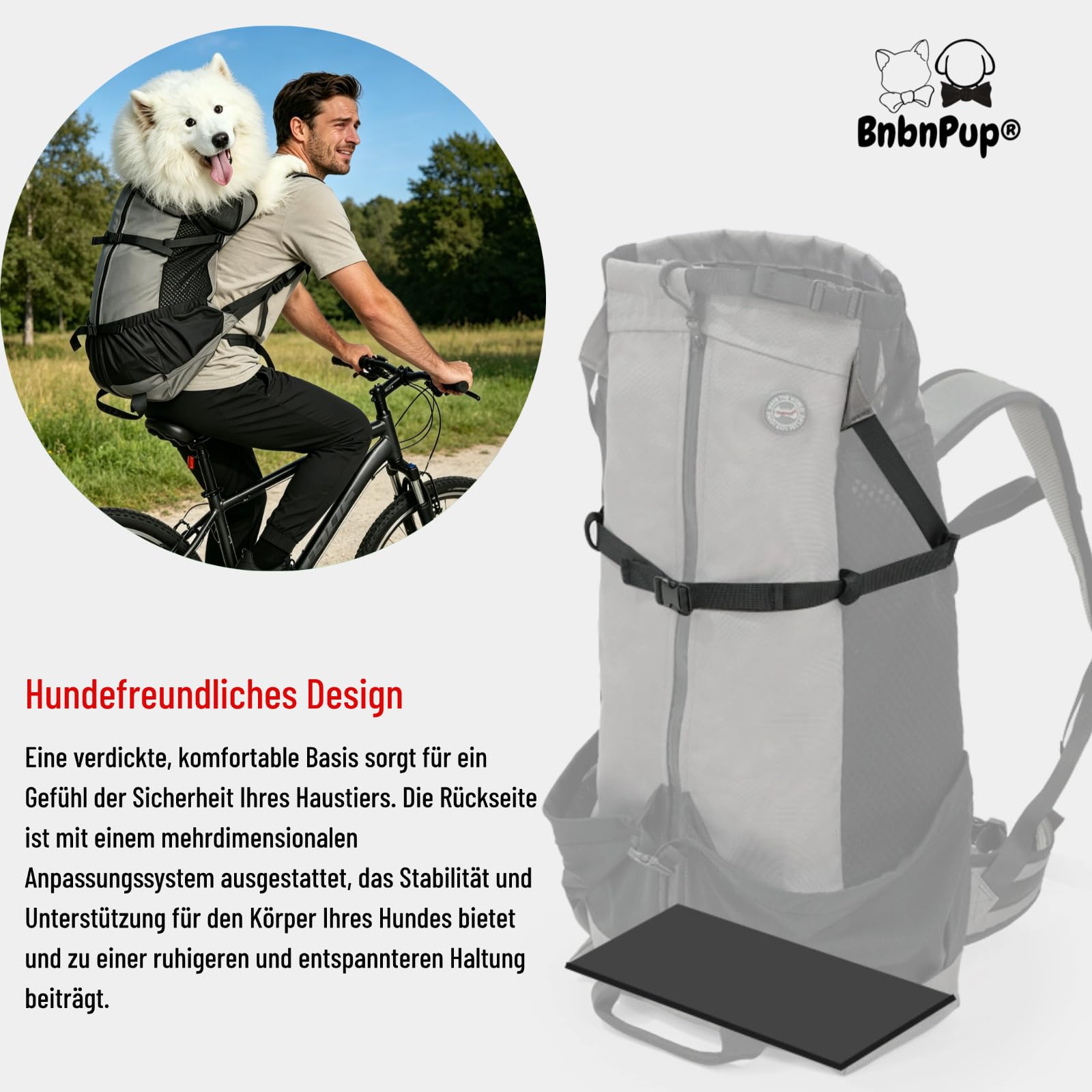 Hunderucksack bis 35kg – Belüfteter & Wasserdichter Haustier-Rucksack für Große Hunde, Ergonomischer Wanderrucksack mit Sicherheitsleine für Outdoor, Fahrrad & Camping