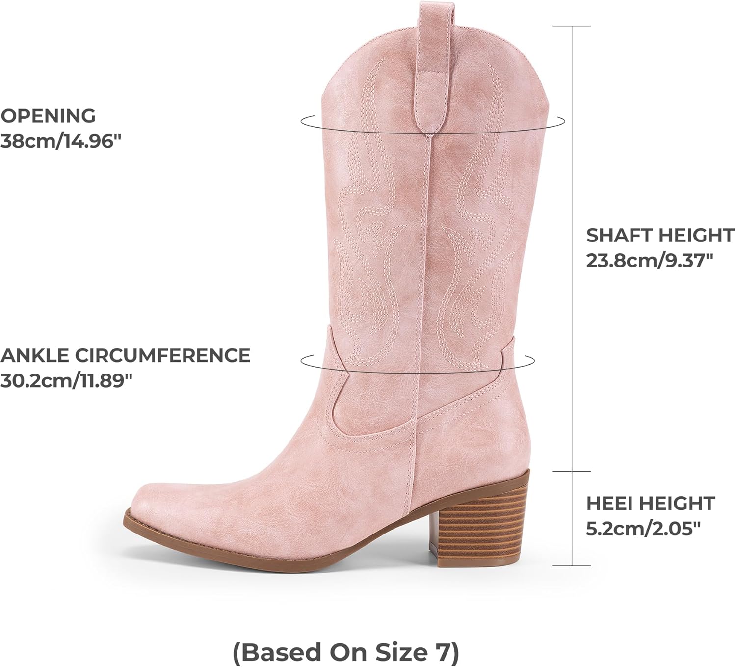 DREAM PAIRS Women's Square Toe Cowboy Mid Calf Western Boots - Image 4