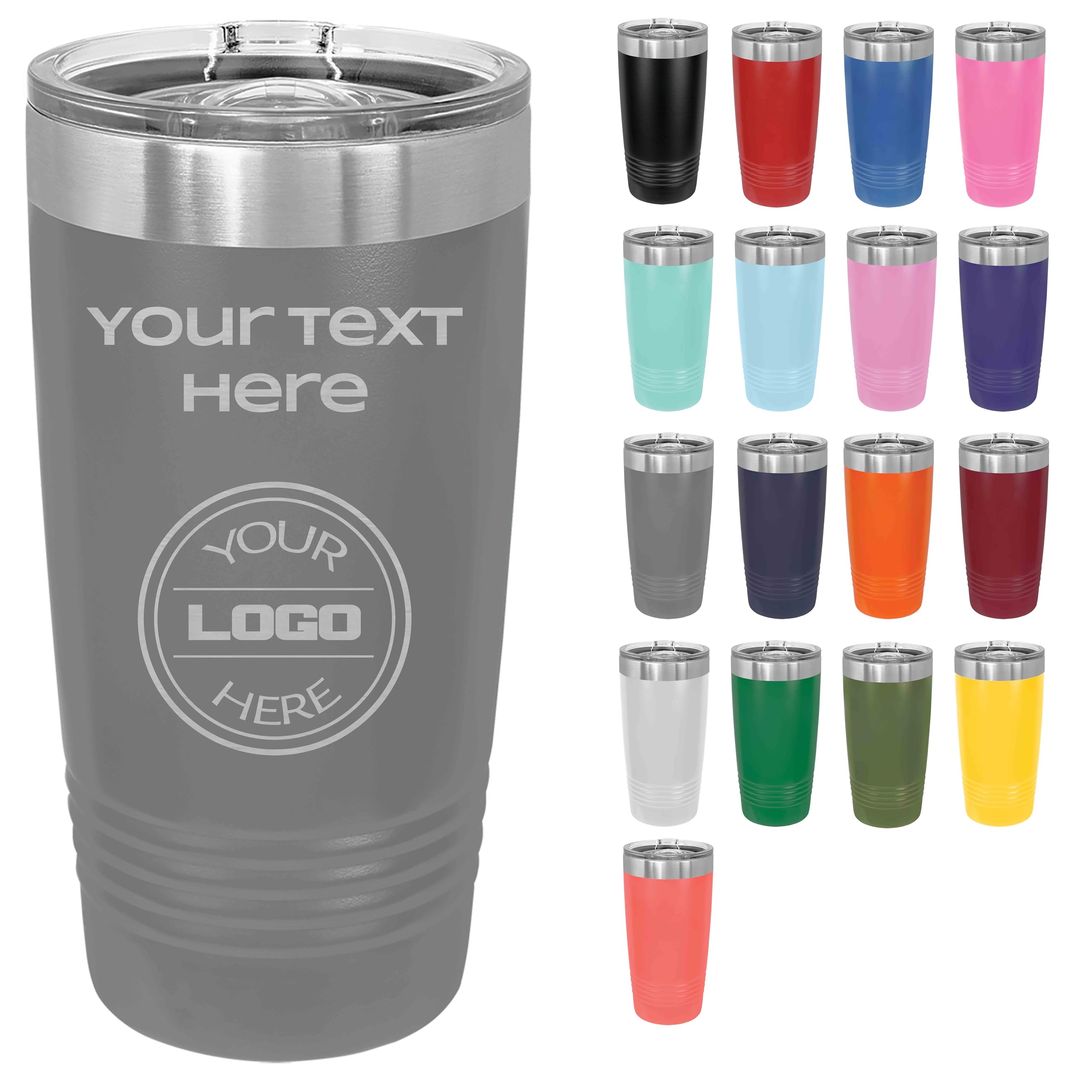 Generic Personalized Tumbler with Slide Lid- Customize Text or Logo-20oz Insulated Cup (G…