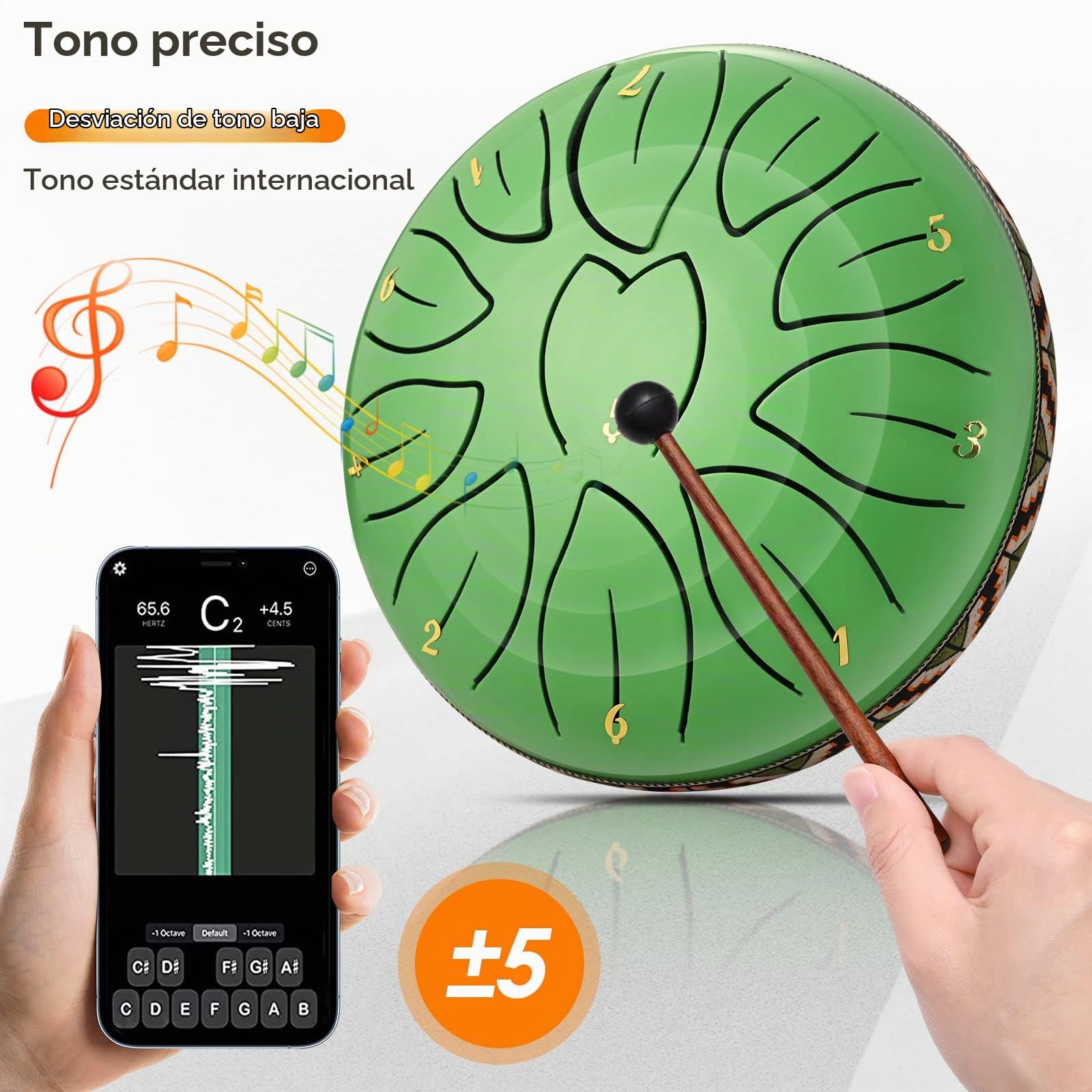 Tambor de Lengüeta de Acero de 6 Pulgadas y 11 Tonos Tambores de Hendidura Instrumento de Percusión Handpan Tongue Drum con Bolsa de Viaje, par de mazos,púas de Dedo