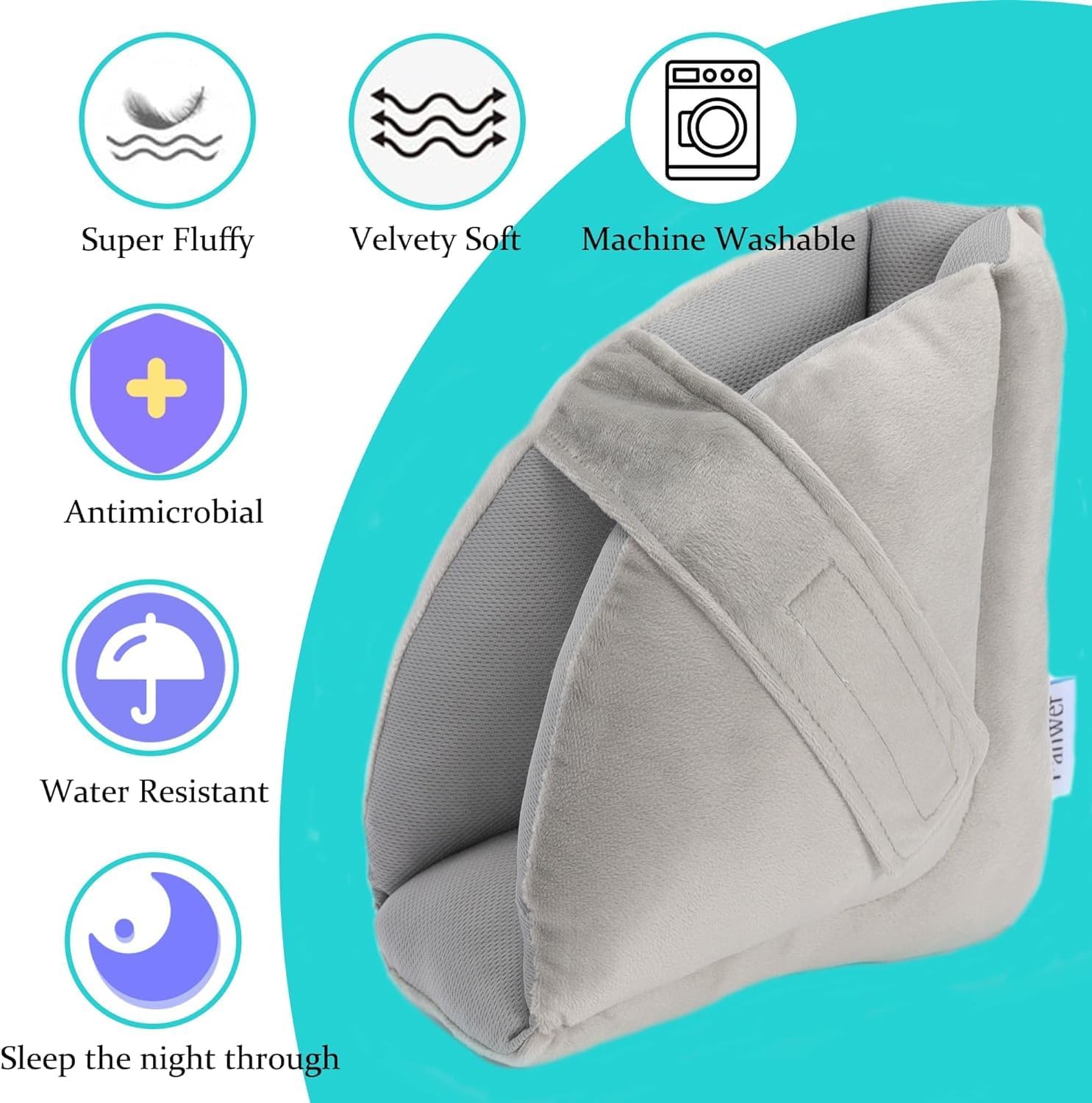 Fanwer Heel Protectors for Pressure Sores - Foot Suppot Pillow, Heel Cushions for Heel Pain Relief, Bedsores, Pressure ulcers, Bedridden, 2 Pcs, Gray