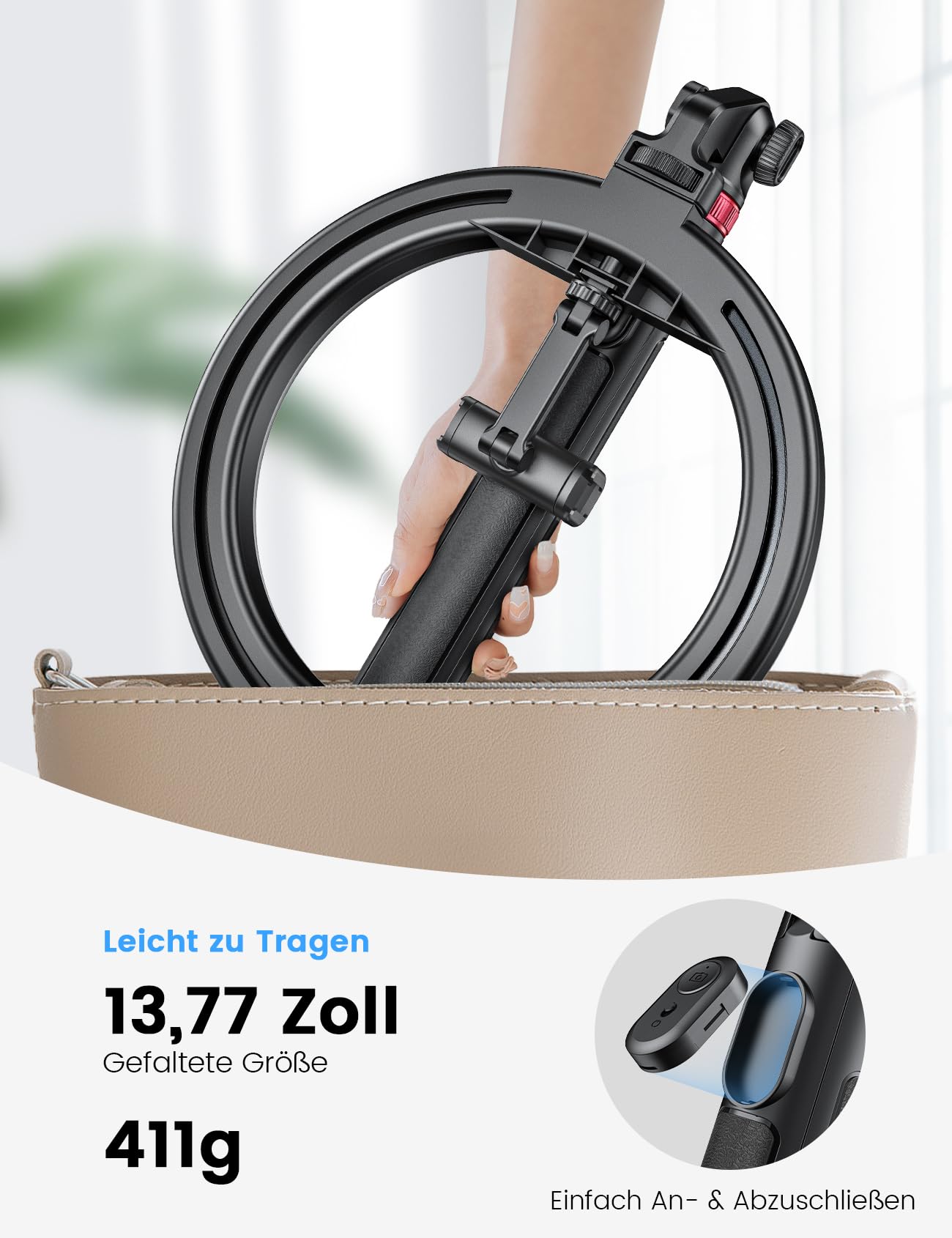 10,2" Dimmbares Ringlicht mit 75 Zoll hohem Aluminium-Stativ, Flimmerfreies LED-Make-up-Licht/Cold-Shoe-Schnellmontagehalterung, Ringlicht für Handy, TikTok/Live-Stream, Videoaufnahmen