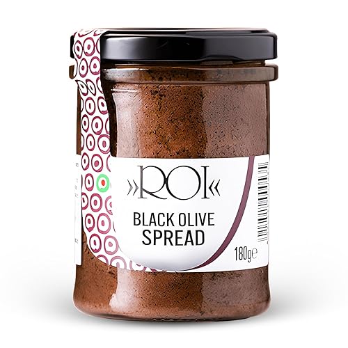 ROI Ligurian Taggiasca Tapenade Olive Spread - Sándwich para untar y bruschetta, Tapenade de oliva para antipasto, salsas, galletas, pan, aperitivos