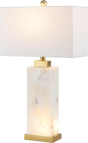 Jonathan Y Elizabeth Alabaster Nightlight Lamp 27.5" White/Gold