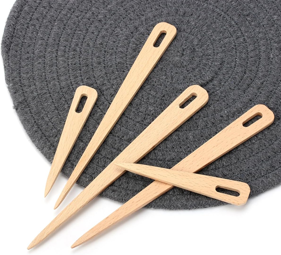jweemax 5PCS DIY Wooden Weaving Loom, Handmade Craft Tool, Hand Loom Stick Set, Wooden Shuttle Assorted Size