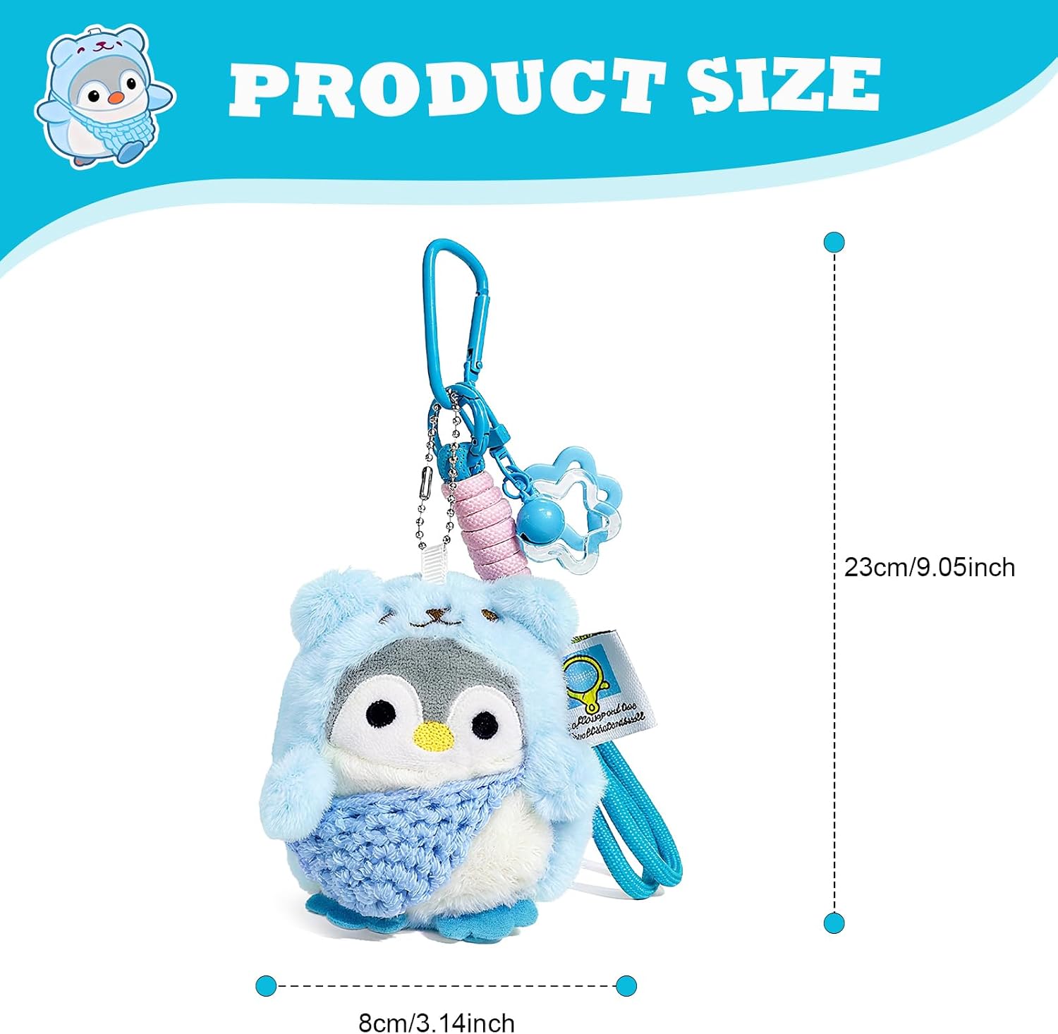 elephtree Cute Penguin Retractable Keychains Plush Keychain Accessories Kawaii Key Chain Keyring Gift for Women