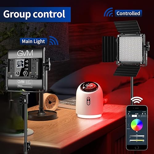 Miniatura 4 de GVM - Iluminación de video RGB luz de video LED a todo color de 360 con control de aplicación 3 paquetes de iluminación de fotografía 850D CRI 97