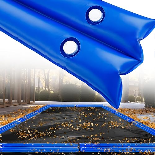 12 bolsas de agua resistentes de 8 pies para cubierta de piscina, tubos de agua gruesos de doble cámara, pesos de PVC de 0.016 in para cubierta de