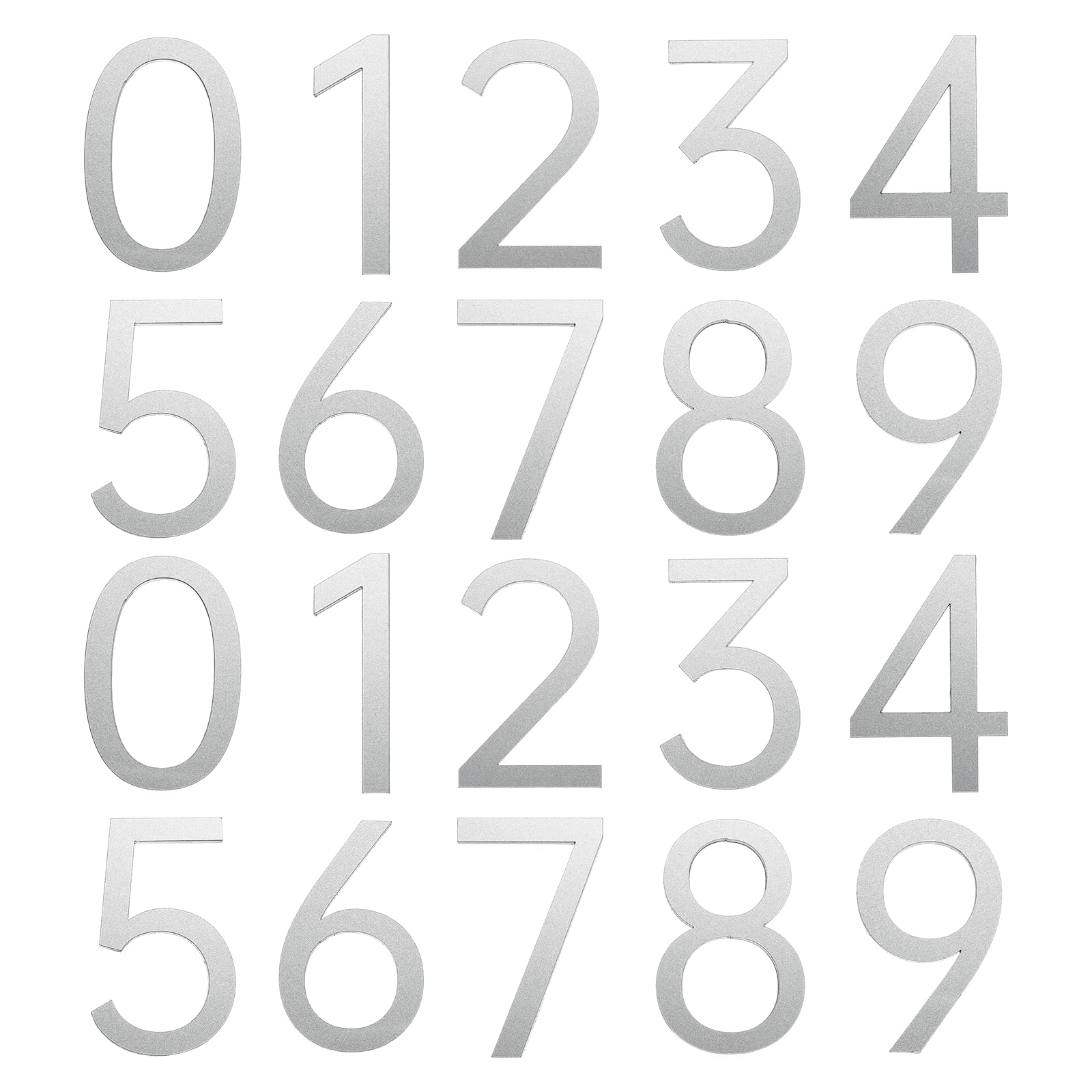 sourcing map 20Pcs 2.7 Inch House Numbers 0-9, Acrylic Self-adhesive Mailbox Door Stickers, Outdoor Address Signs for Office Hotel Apartments, Garden, Matte Silver