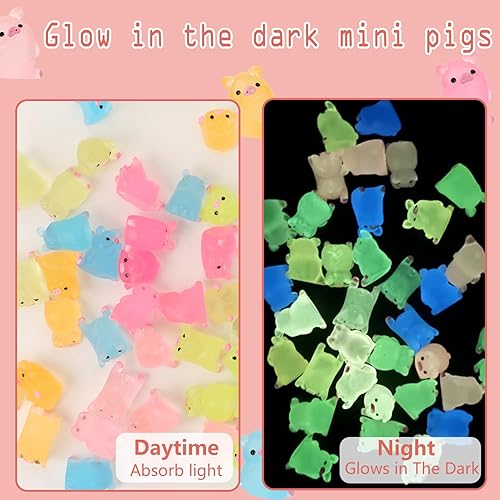 Miniatura 4 de DREMISI 18 piezas de mini cerdos luminosos de resina, decoración de jardín de hadas, paisaje, acuario, decoración de plantas en maceta, adornos que