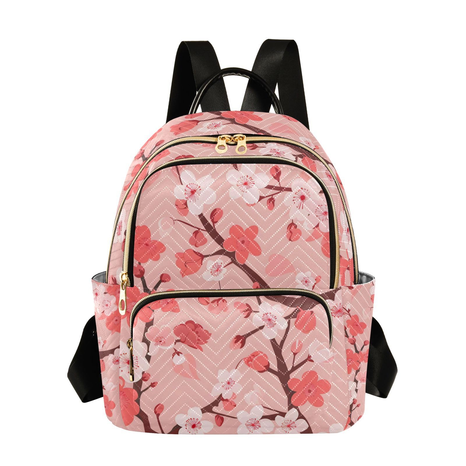 ALAZA Pink Cherry Blossoms Small Backpack Purse for Women Travel Bag Lightweight Shoulder Bag Fashion Daypack