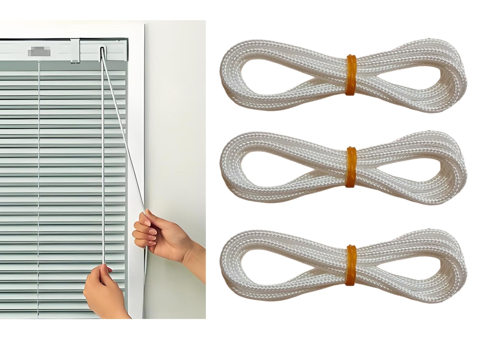 3 pcs Continuous cord loop 5mm Extra thick loop rope，Suitable for all major brands, suitable for cord loops on honeycomb shades, cellular shades, Roman shades, pleated shades, roller shades