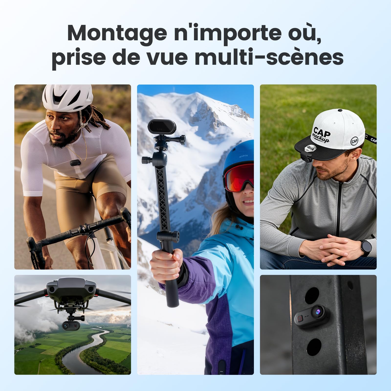 4K 30FPS Mini Caméra d'action, 64Go POV Mains Libres Caméra, 10m