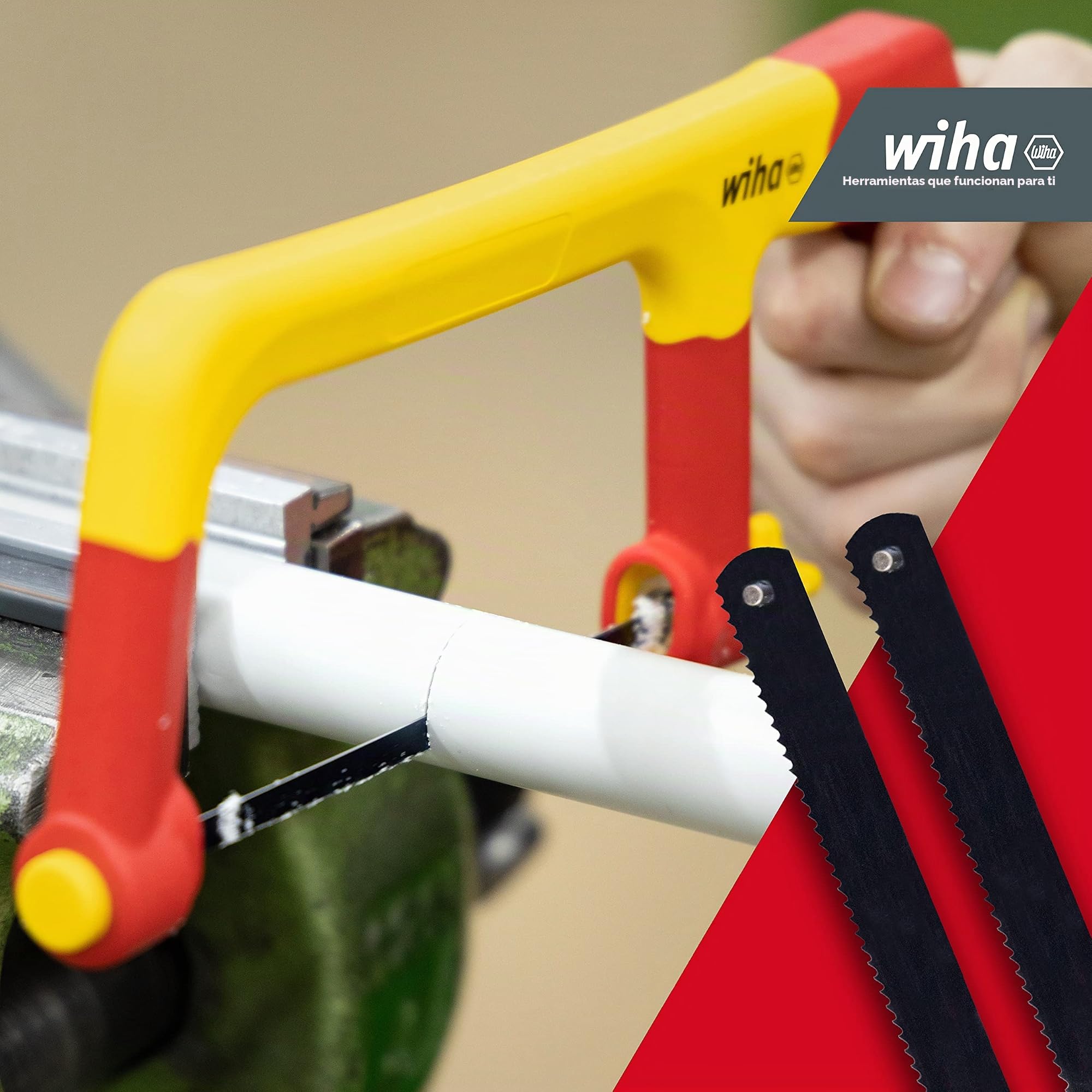 Wiha - Sierra manual aislada con 3 hojas de sierra 150 mm