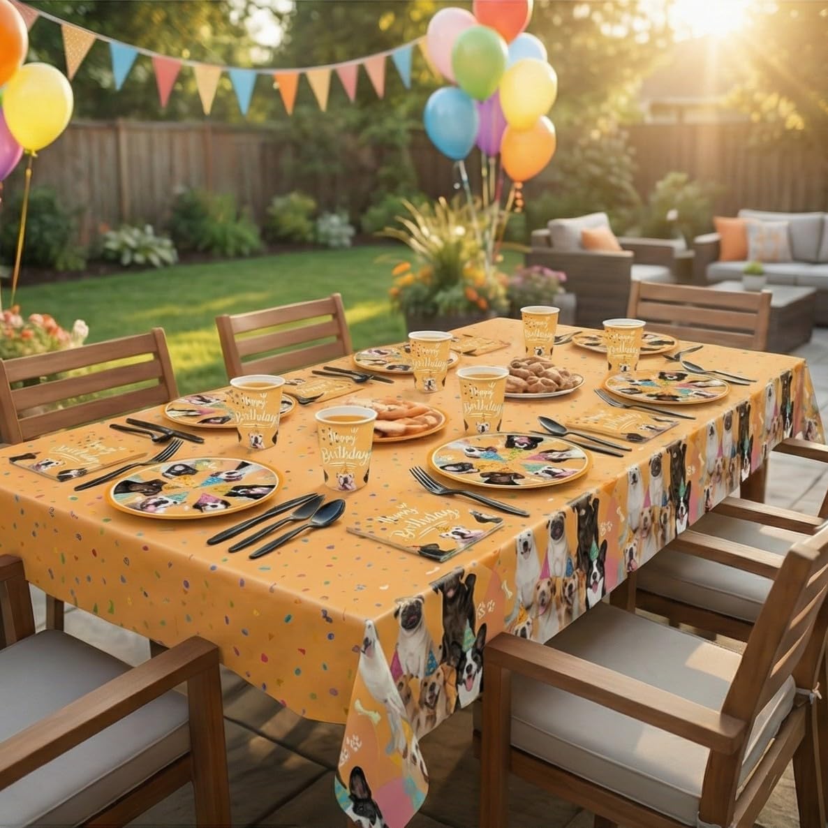 141pcs Pet Dog Party Supplies Paper Plates and Napkins Serve 20 Disposable Tableware Set for Birthday Baby Shower Table Decor