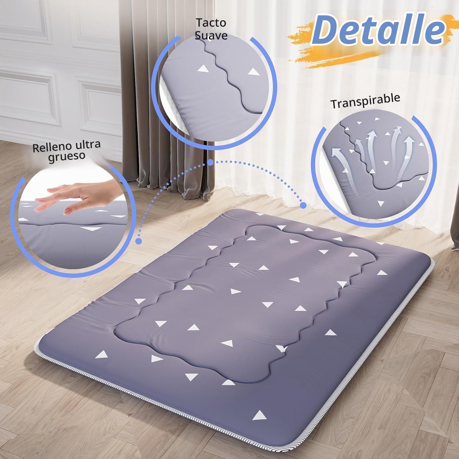 Kiseely Colchones para futones, Colchón futón japonés, Tatami Plegable, portátil, con Bolsa y Correa, para Dormitorio, colchón de Suelo Grueso, colchón Enrollable para Acampar (Gris IC5, 120X200cm)
