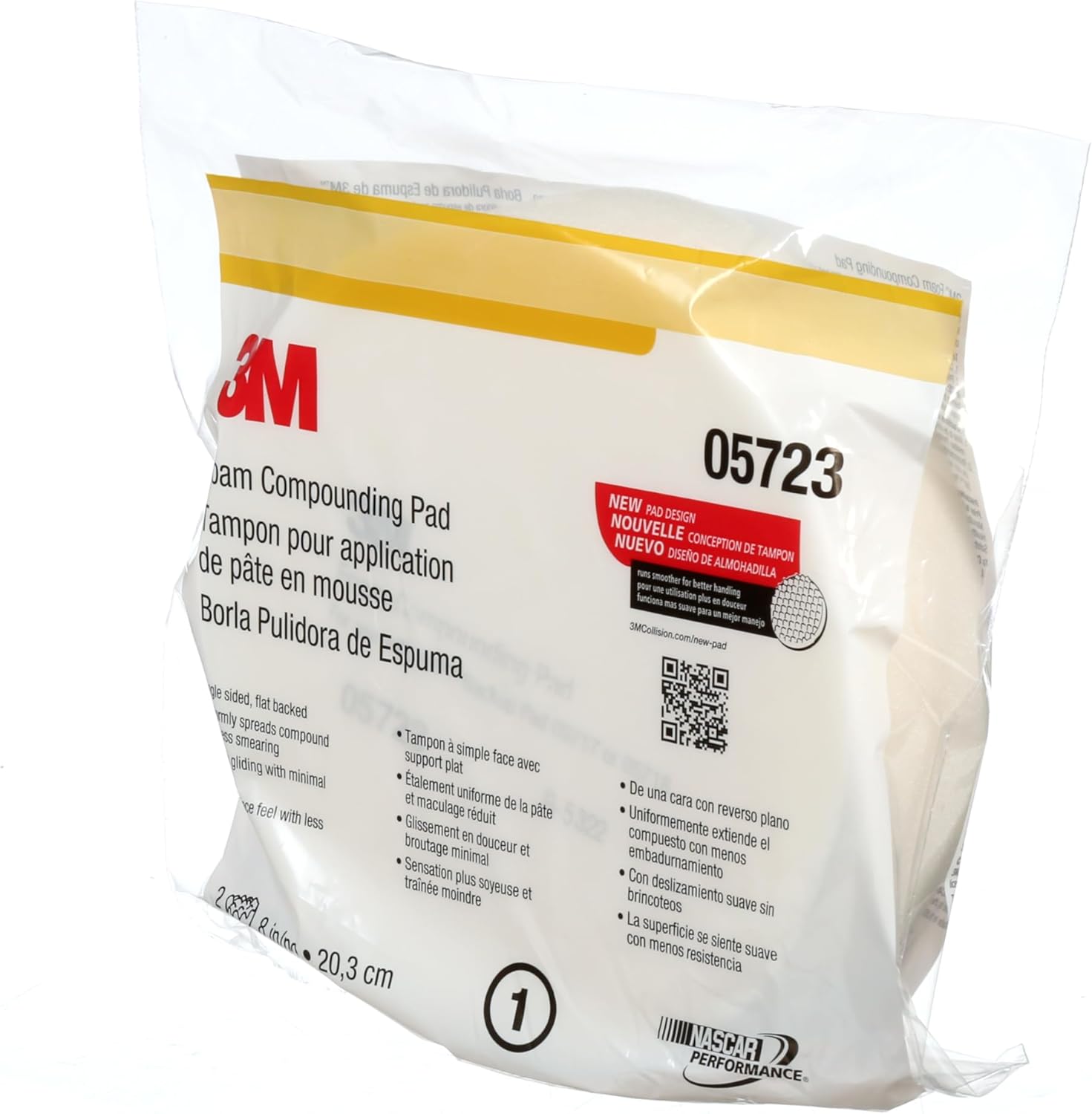 3M Foam Compounding Pad, 05723, Single Sided, Flat Back, Hook and Loop, 8 in (203.2 mm), 2 Pads/Bag - Image 13