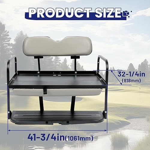 Miniatura 3 de HECASA Kit de asiento trasero abatible compatible con carrito de golf EZGO Marathon Pre-1994 abatible, plegable, plegable, asiento trasero blanco