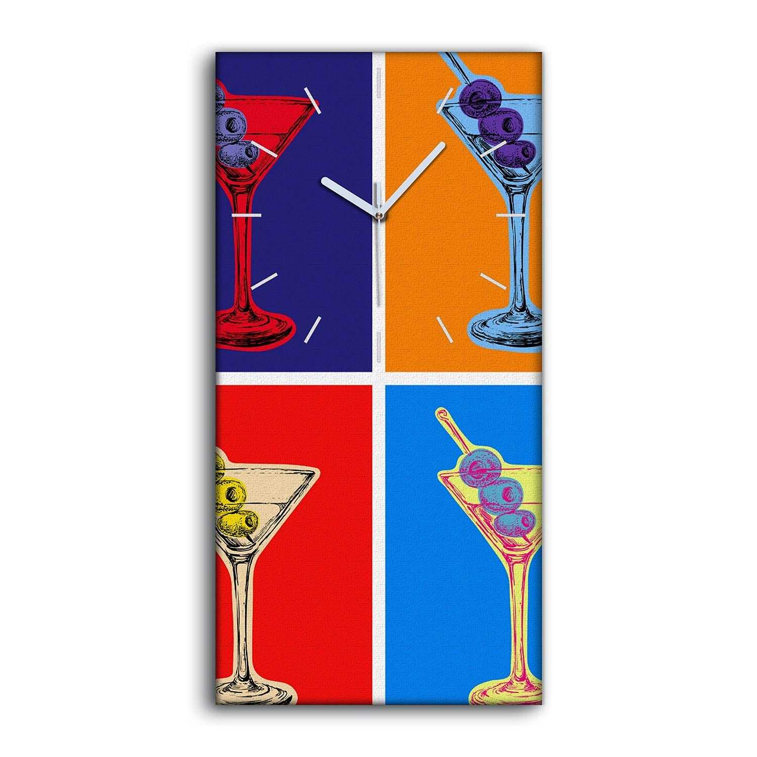 Horloge sur Toile sans Bruit Décoration Salon Cocktails Martini 30x60