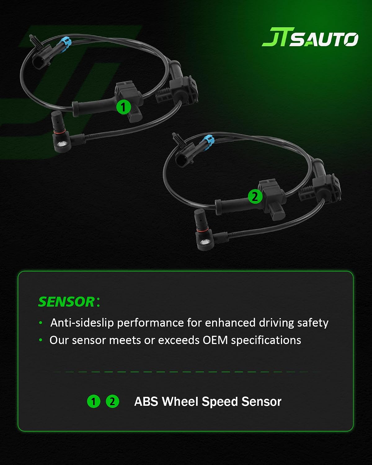 Silverado/Sierra 2-Piece Rear ABS Wheel Speed Sensor Set for Left Right Sides, Compatible with 2007-2013 Che-vy Silverado 1500 2500 3500, 2007-2013 GM-C Sierra 1500, Replaces ALS1757, 5S7975, 20938121