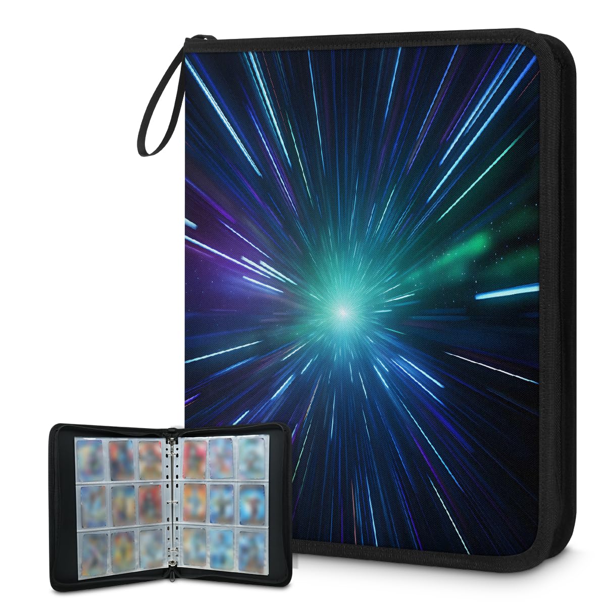 Raccoglitore per carte con 9 tasche, 900 tasche, con chiusura a cerniera (spada leggera)